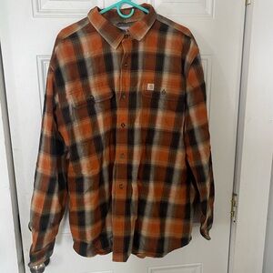 Carhartt Rust and Tan Plaid Shirt